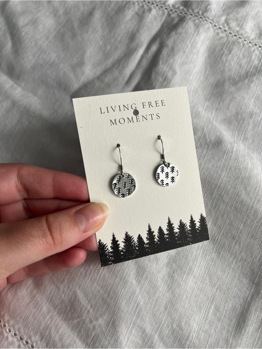 Silver Pine Tree Drop Earrings